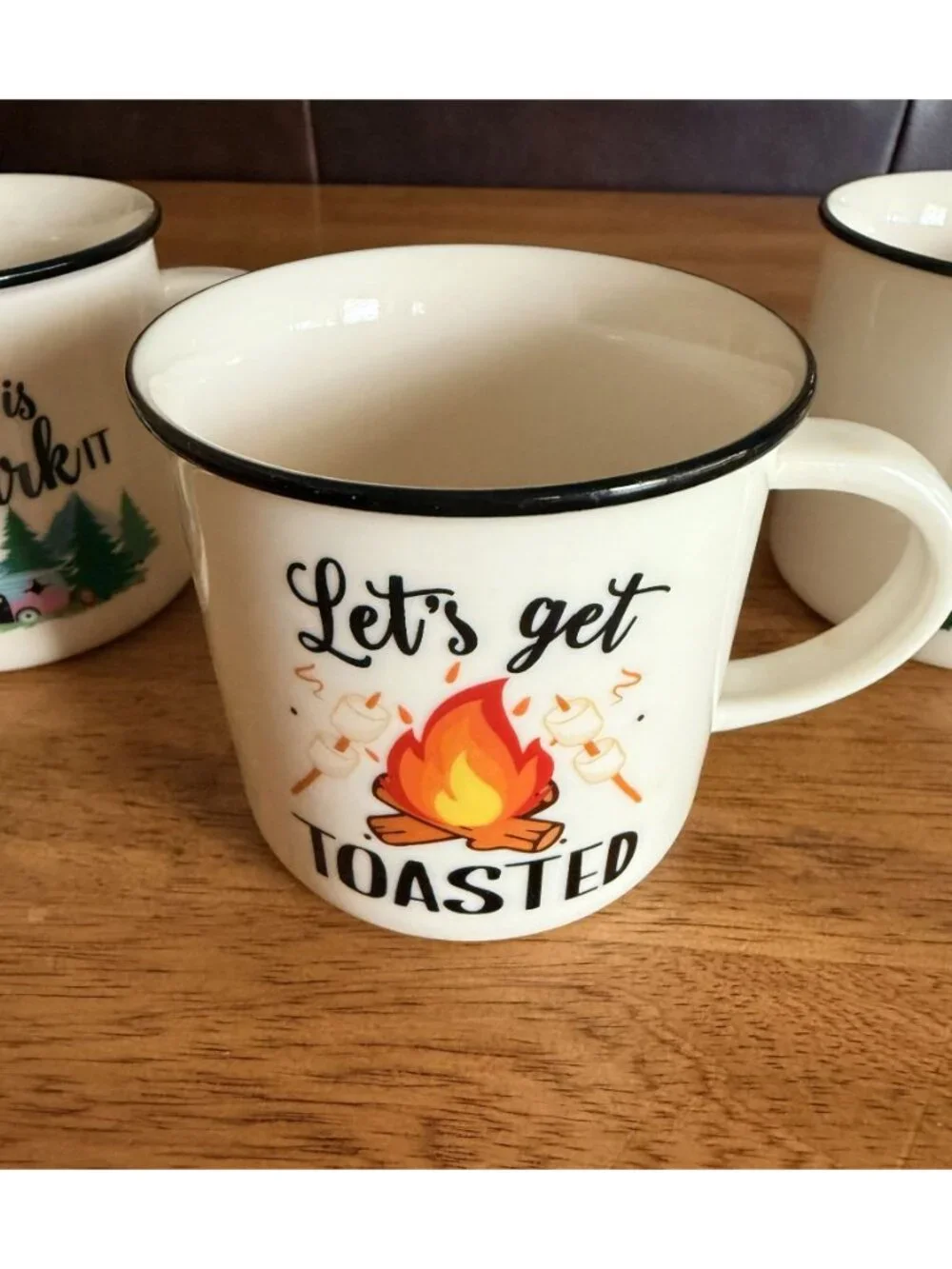 Nefelibata Coffee Mug Set Of 4 Camping-Themed Ceramic 10 oz Capacity Happpy Camp